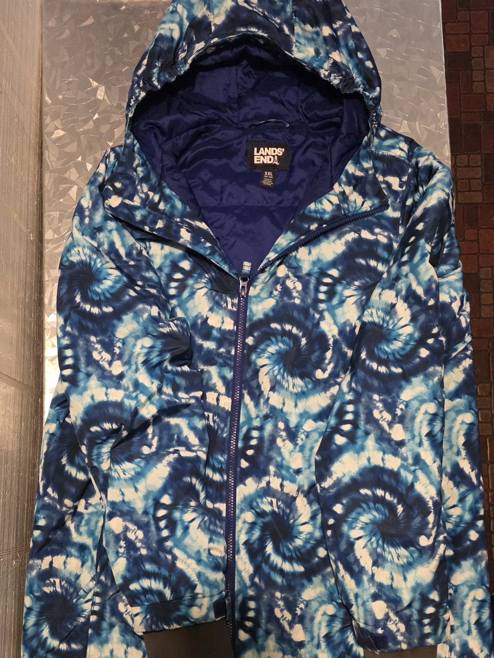 Lands' End Blue Tie-Dye Hooded Jacket And Matching Ski Pants Set
